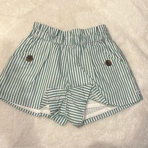 Janie and Jack 3-6 months Green and white striped shorts EUC